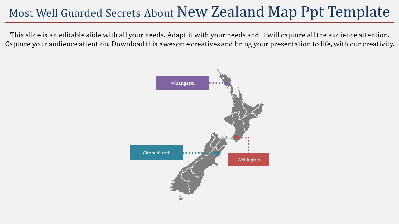 Free - Professional New Zeland Map PPT Template For Presentation